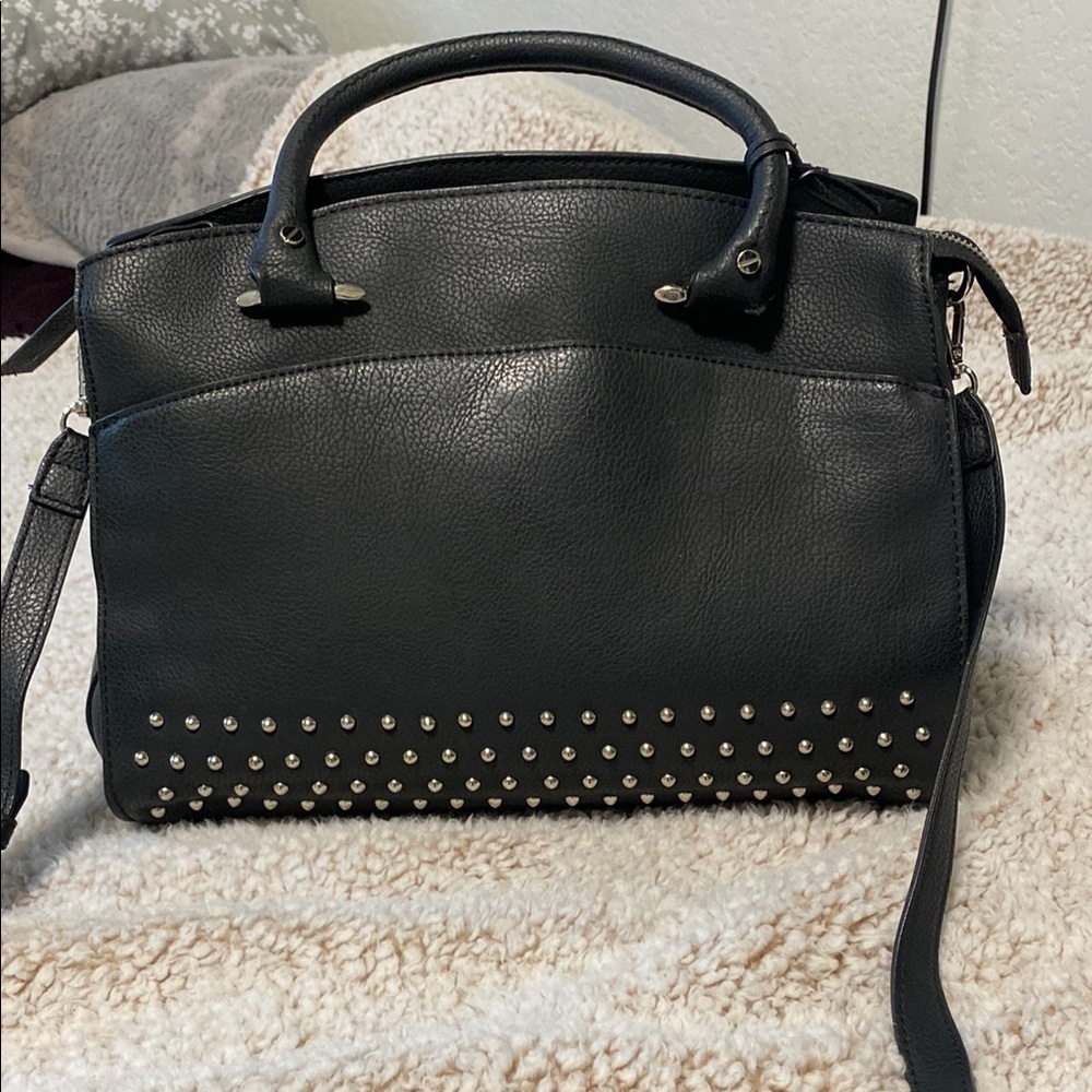 Black Studded Leather Handbag